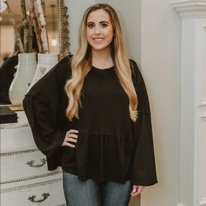 Black long sleeve oversized top